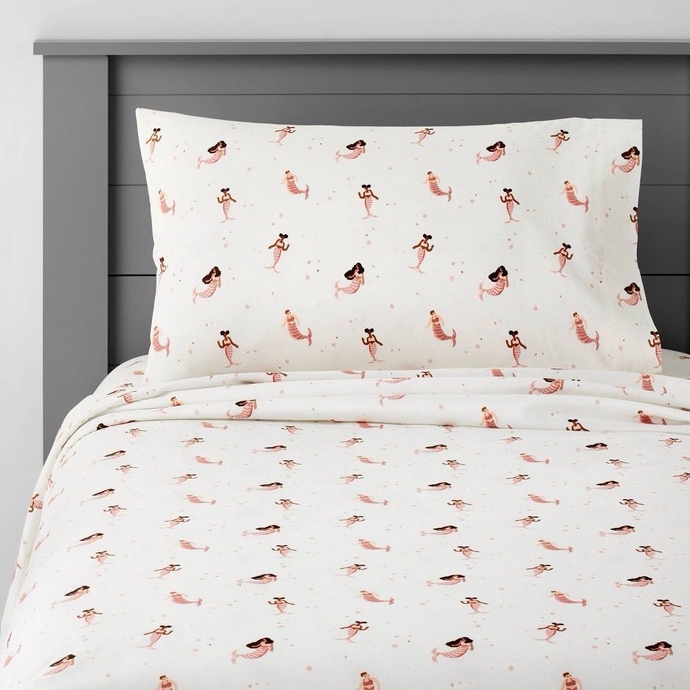 Pillowfort Twin Mermaid Cotton Kids Sheet Set 3-Piece Bedding